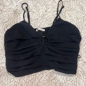 Abercrombie & Fitch Black Ruched Ring-Front Camisole